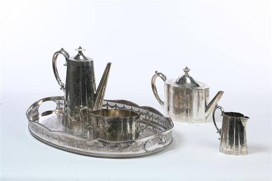 Appraisal: FOUR-PIECE SILVER PLATE TEA SERVICE Marked for Elkington Co Birmingham