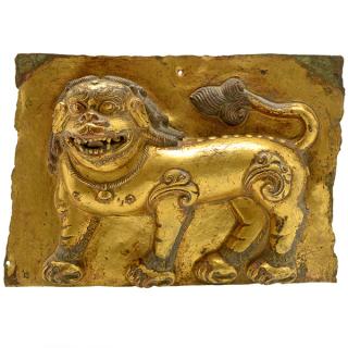 Appraisal: A Tibetan Gilt Copper Panel th Century cm A Tibetan