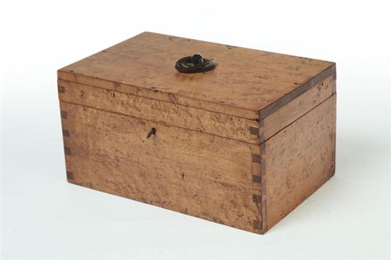 Appraisal: DOCUMENT BOX American mid th century bird's-eye maple Dovetailed case