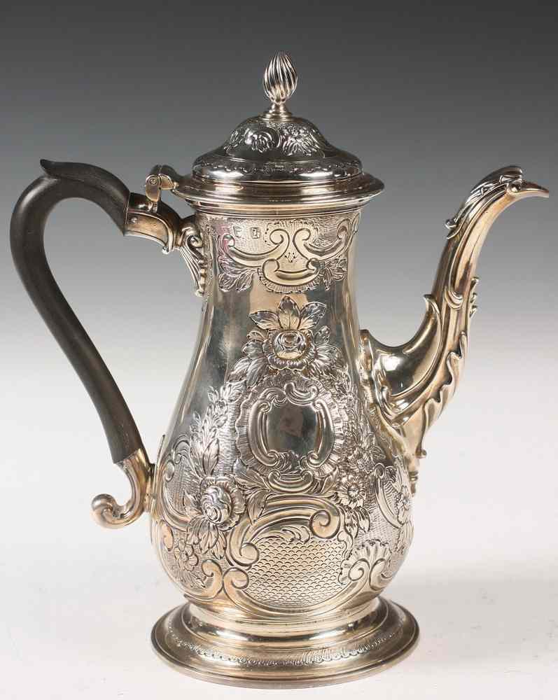 Appraisal: GEORGE III STERLING TEAPOT - Repoussed Sterling Silver Teapot by