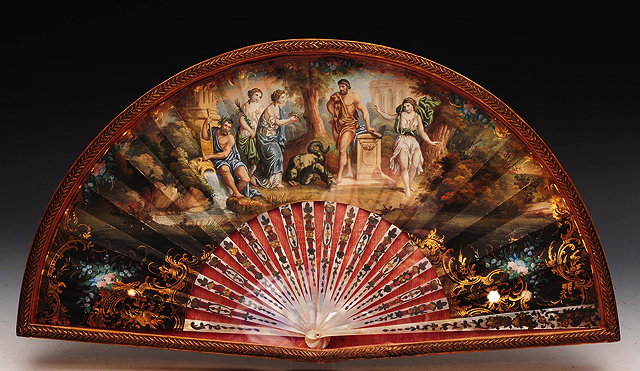 Appraisal: A FRENCH PRINTED FAN with classical figure decoration and mother