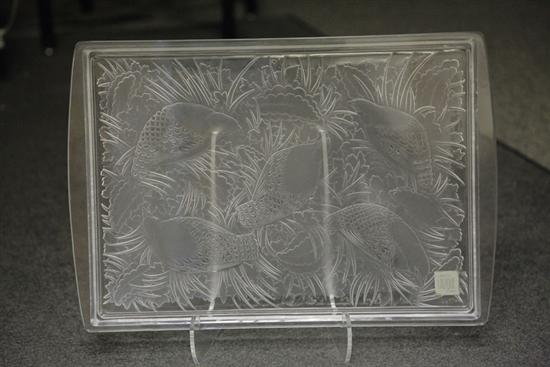 Appraisal: LALIQUE TRAY Clear and frosted tray decorated with birds and