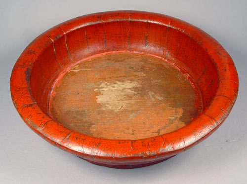 Appraisal: LARGE RED LACQUER BOWL TUB Wood construction with red lacquer