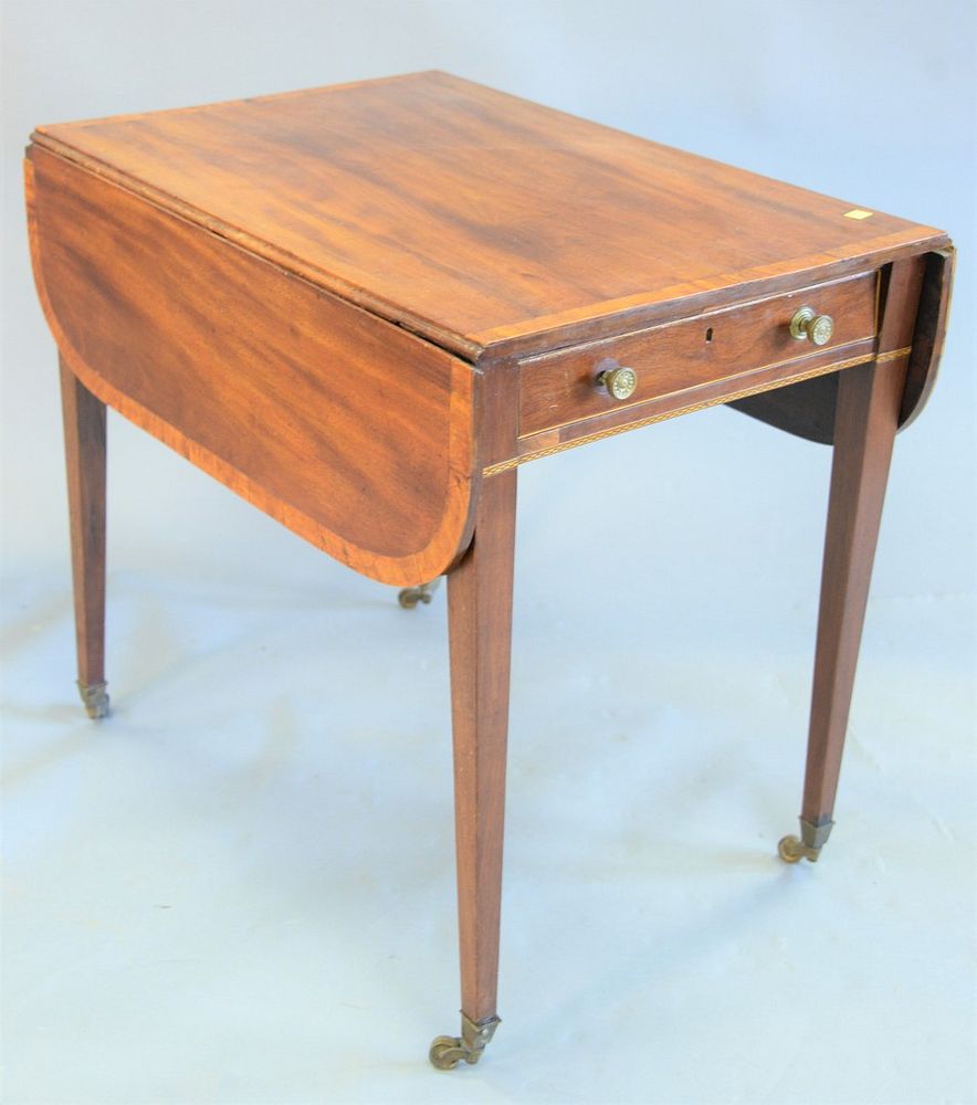 Appraisal: Federal mahogany pembroke table having banded inlaid top one drawer