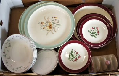 Appraisal: Wedgwood Mayfield and Tiger Lily Plates Doulton Strawberry Fayre Dishes