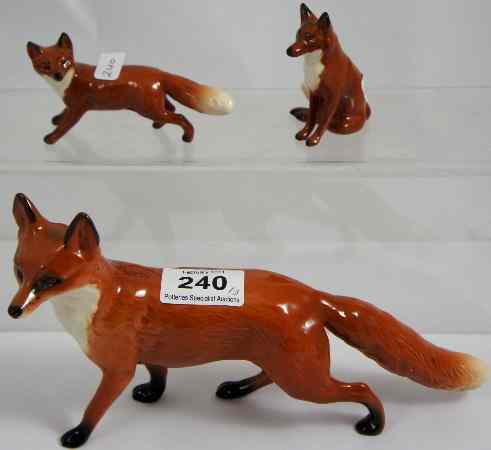 Appraisal: Beswick large Fox small Fox and seated Fox