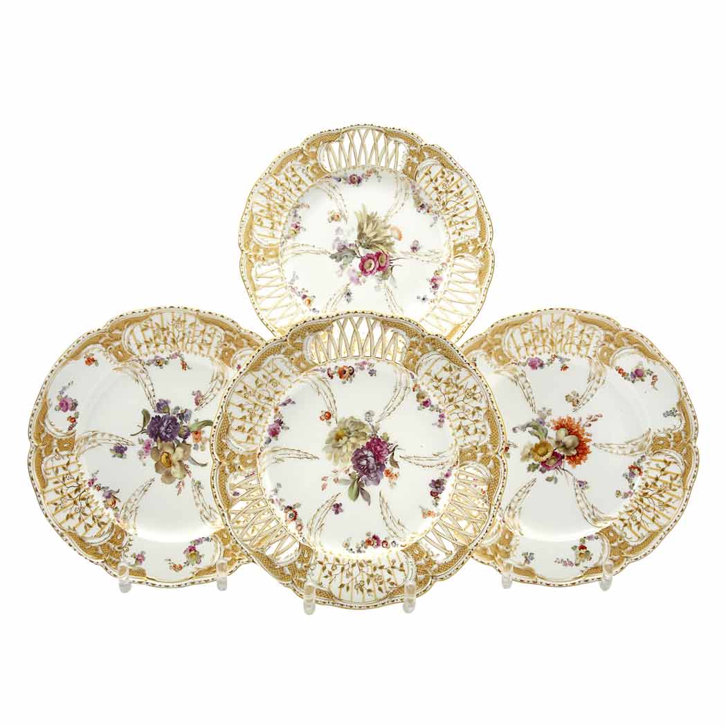 Appraisal: Two Similar Pairs of KPM Porcelain Plates Each with gilt