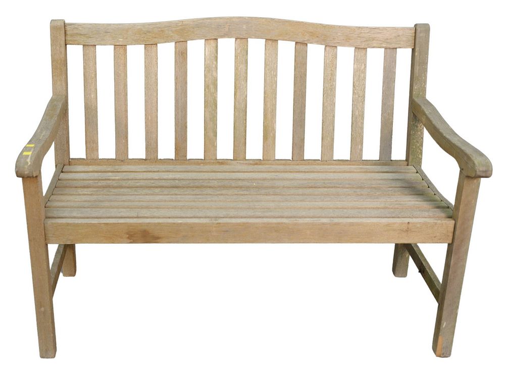 Appraisal: Teak Outdoor Bench height inches width inches Teak Outdoor Bench