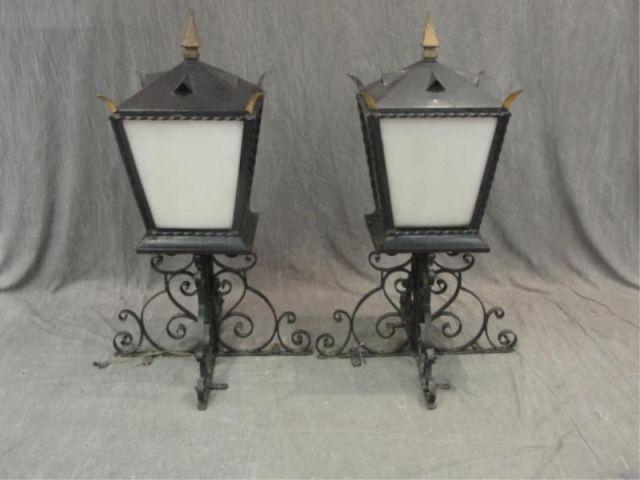 Appraisal: Pair of Metal Lanterns From a prominent New Jersey estate