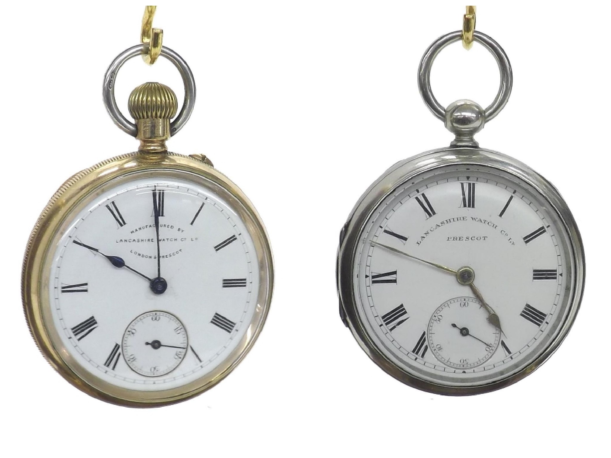 Appraisal: Lancashire Watch Co gold plated lever pocket watch signed three-quarter