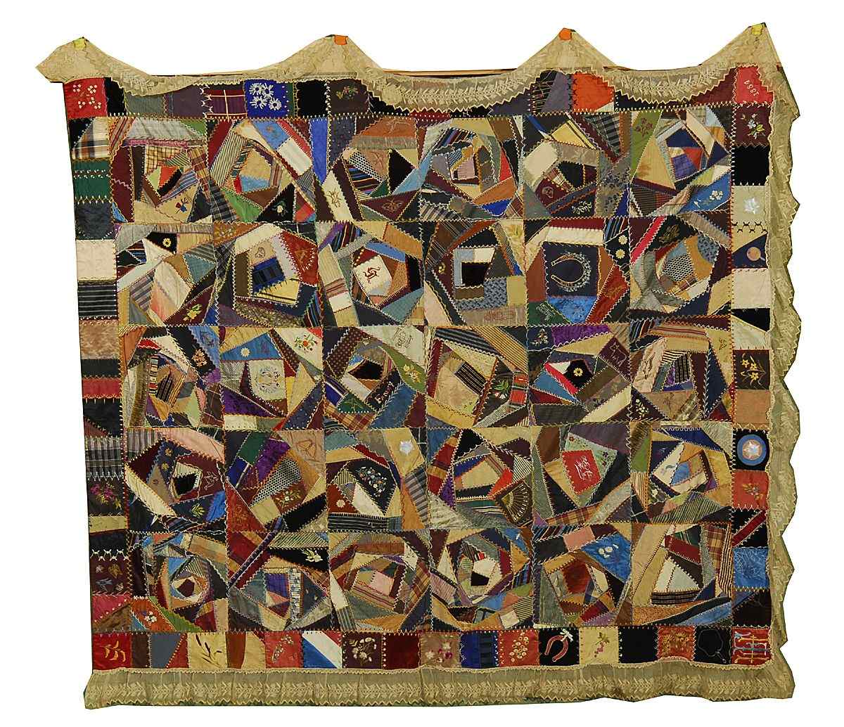 Appraisal: CRAZY QUILT th CenturyIn silk and velvet with extensive embroidery