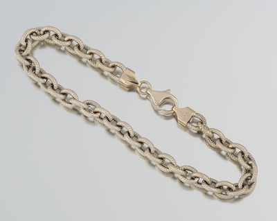 Appraisal: An k Gold Link Bracelet k white gold textured link