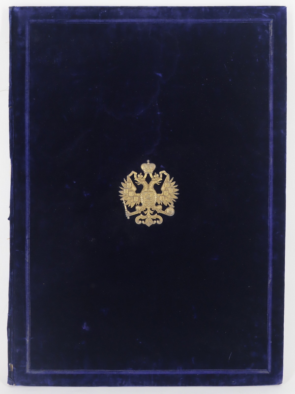 Appraisal: Russian Velvet Covered Folio with Imperial Double Eagle Gilt Metal