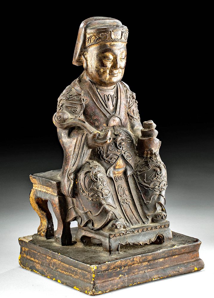 Appraisal: th C Chinese Qing Wood Empress Statue East Asia China