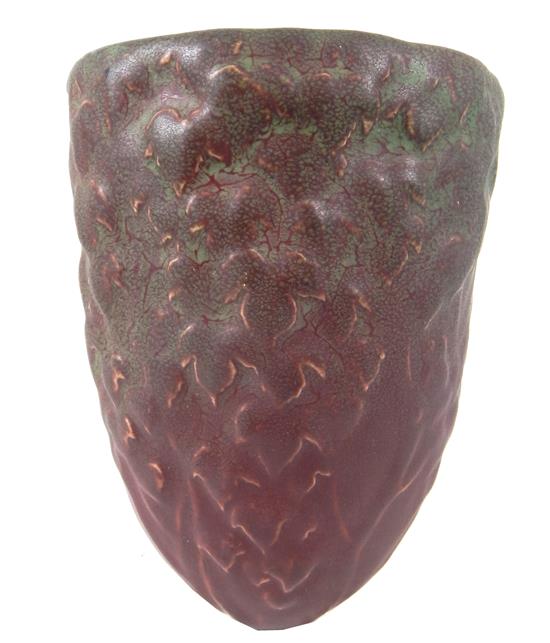 Appraisal: Rookwood Pottery wall pocket c triangular form speckled moss green