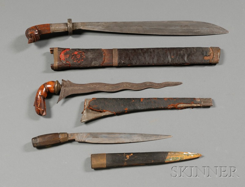 Appraisal: Three Daggers Indonesian th century one kriss one parang and