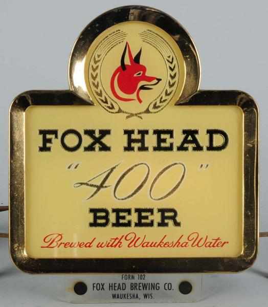 Appraisal: Fox Head Beer Reverse Glass Light-Up Sign Glass is in