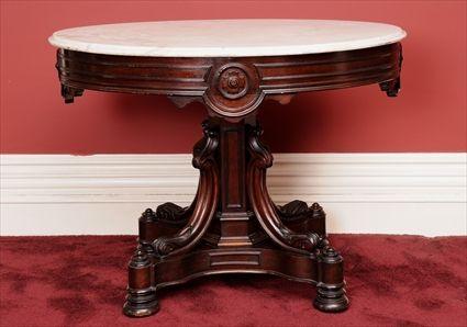 Appraisal: AMERICAN RENAISSANCE REVIVAL CARVED ROSEWOOD MARBLE-TOP CENTER TABLE PROBABLY NEW