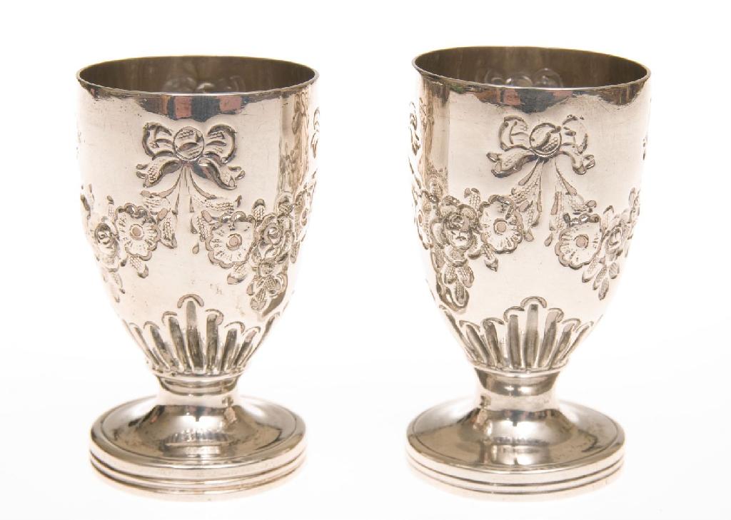 Appraisal: PAIR OF VICTORIAN SILVER MINIATURE SPILL OR POSY VASES LONDON