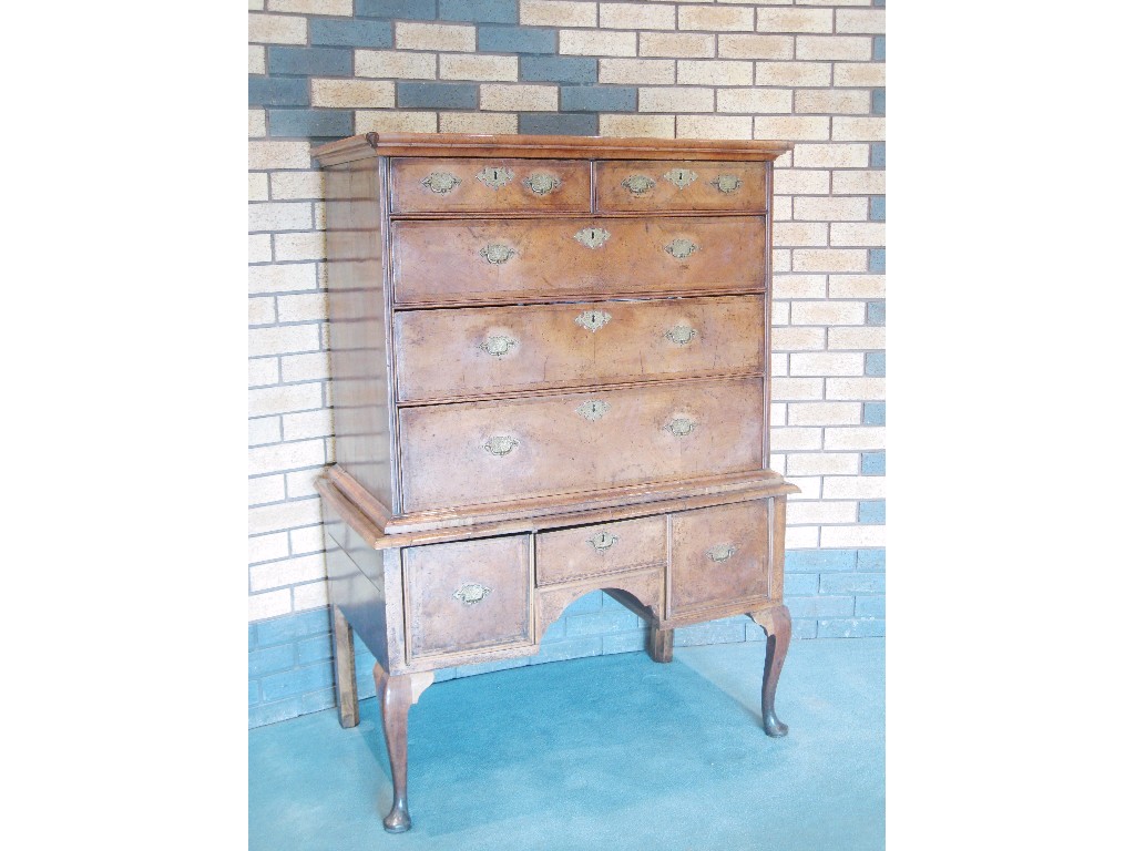 Appraisal: An early th Century walnut Chest on Stand having herringbone