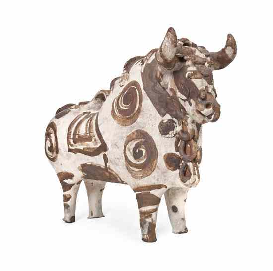 Appraisal: A Mexican Earthenware Pottery Vessel depicting a bull together with