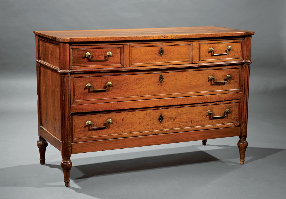 Appraisal: Antique Louis XVI-Style Carved Fruitwood Commode th c top with