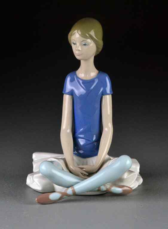 Appraisal: Lladro Porcelain Figurine ''Blue Ballerina''Depicting a seated ballerina with her