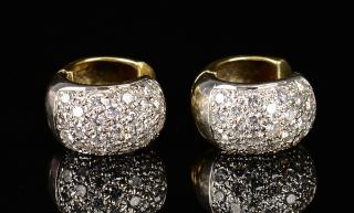 Appraisal: K Diamond Hoop Earrings k white and gold diamond earrings