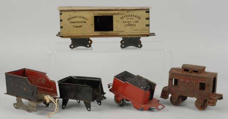 Appraisal: Lot of Train Parts Description Includes cast iron PRR caboose