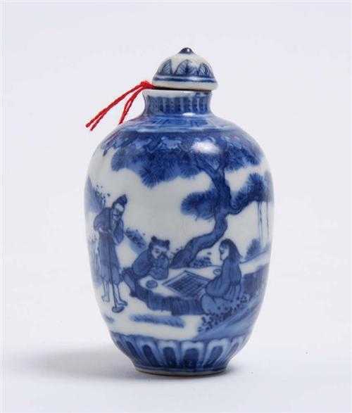 Appraisal: SNUFF BOTTLE China H cm Porcelain with figural scene in