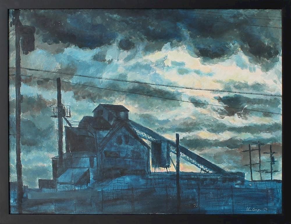 Appraisal: William A Van Duzer American - Steel Mill oil on