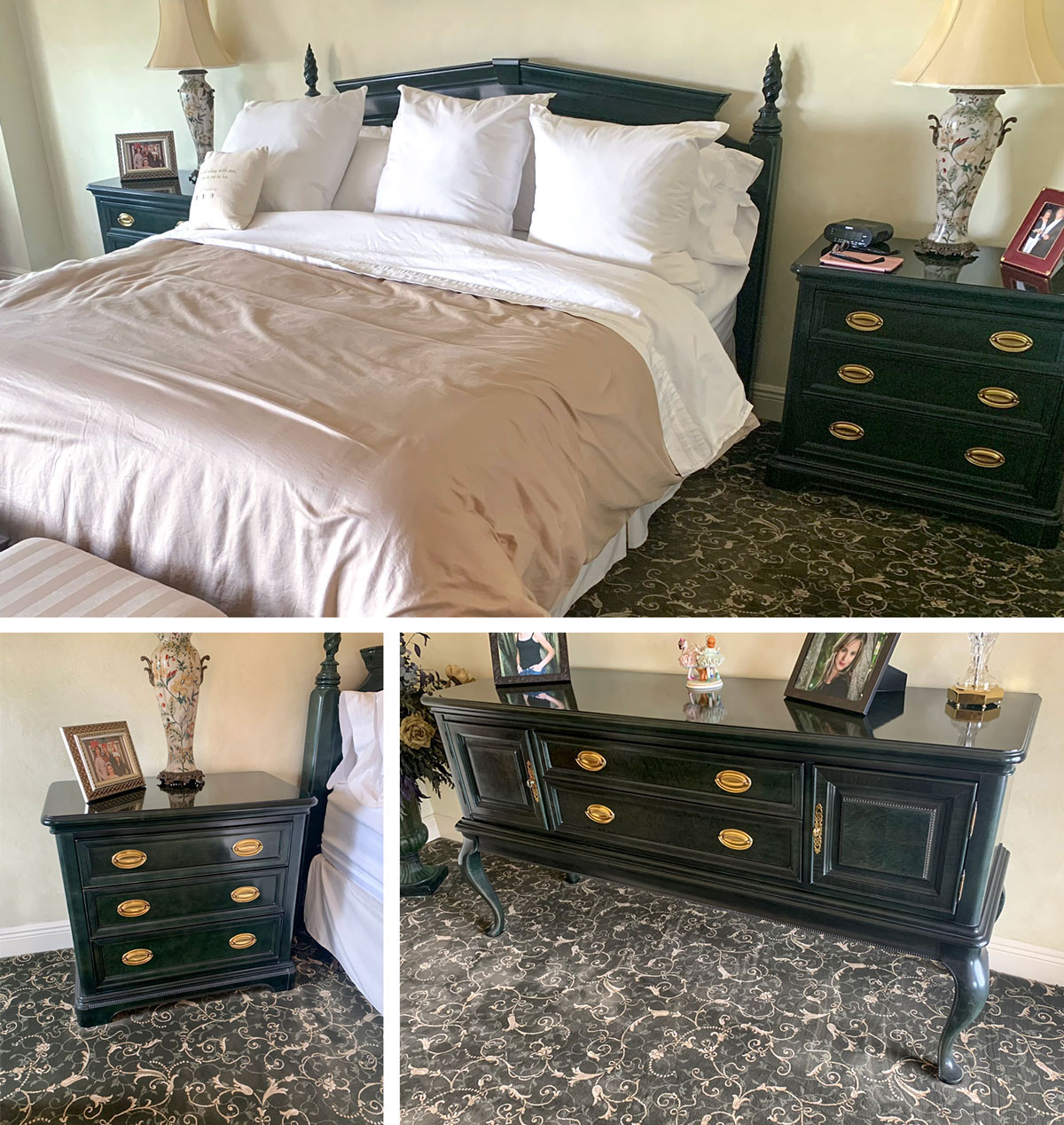 Appraisal: BERNHARDT BEDROOM SUITE Green Bernhardt bedroom suite comprising - drawer