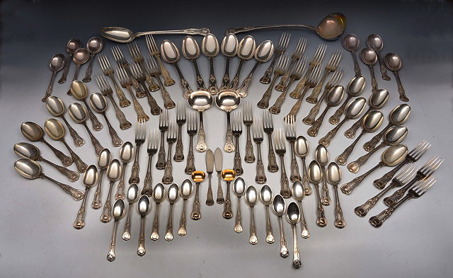 Appraisal: A COMPOSITE CANTEEN OF ANTIQUE SILVER SHELL PATTERN CUTLERY TO