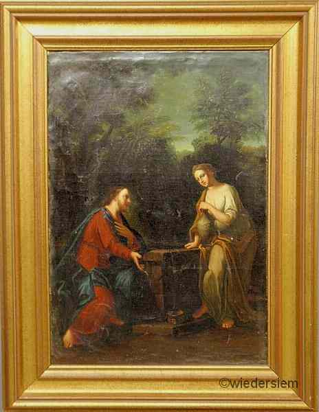 Appraisal: Continental oil on canvas painting th c of Rebecca at