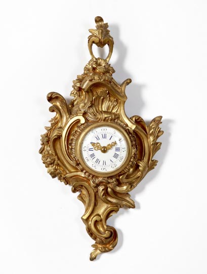 Appraisal: Diminutive French Gilt-Brass Wall Clock fourth quarter th century in