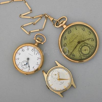 Appraisal: THREE K GOLD TIMEPIECES Illinois Watch Co open face pocket