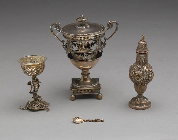 Appraisal: A group of continental silver items Comprising French standard silver