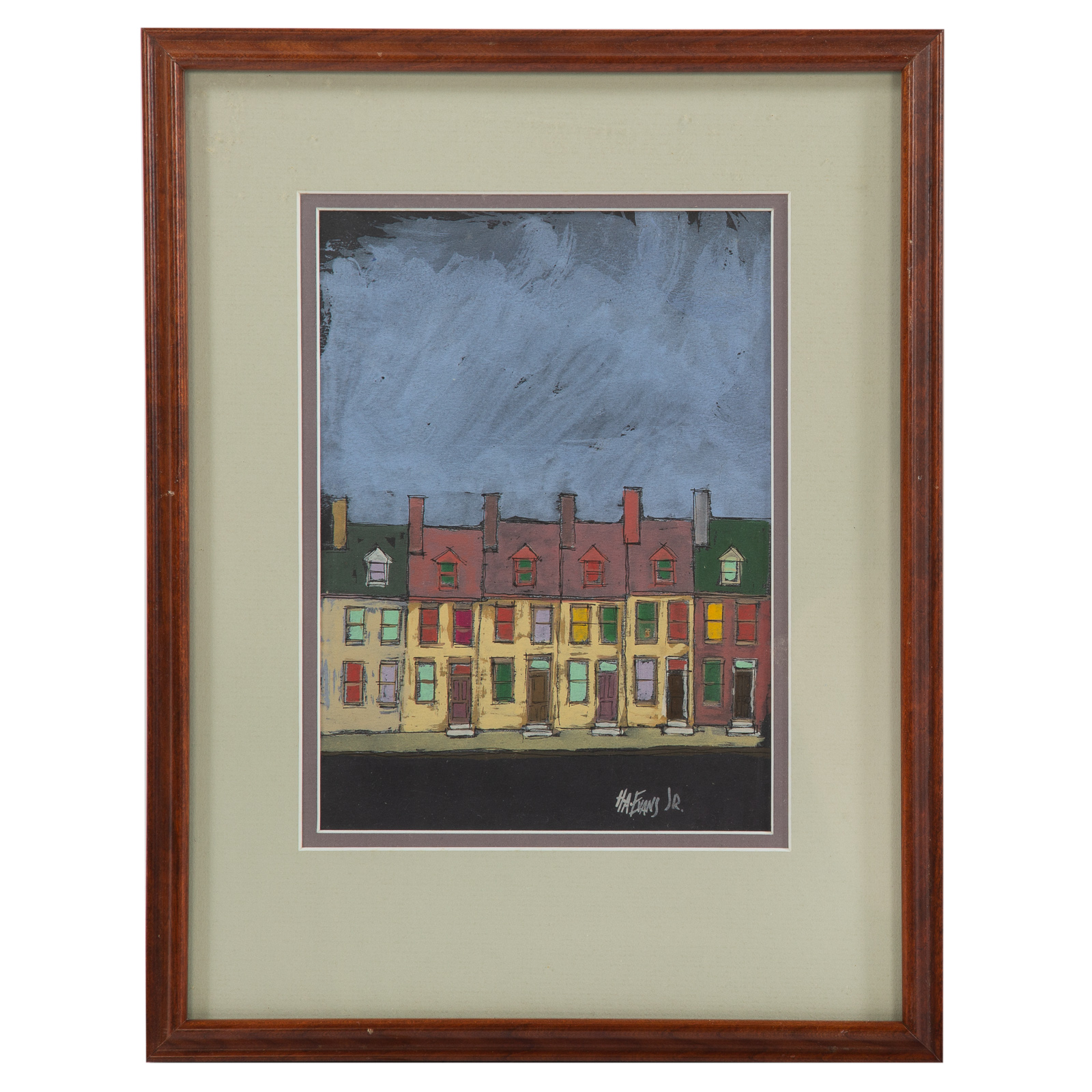 Appraisal: HARRY A EVANS JR ROW HOUSES GOUACHE American - Gouache