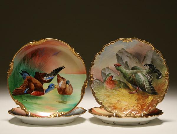 Appraisal: Limoges hand painted plates four artist signed scenes depicting various