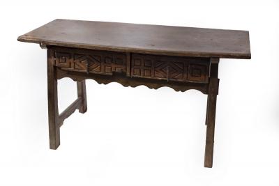 Appraisal: An th Century Spanish walnut side table the drawers with