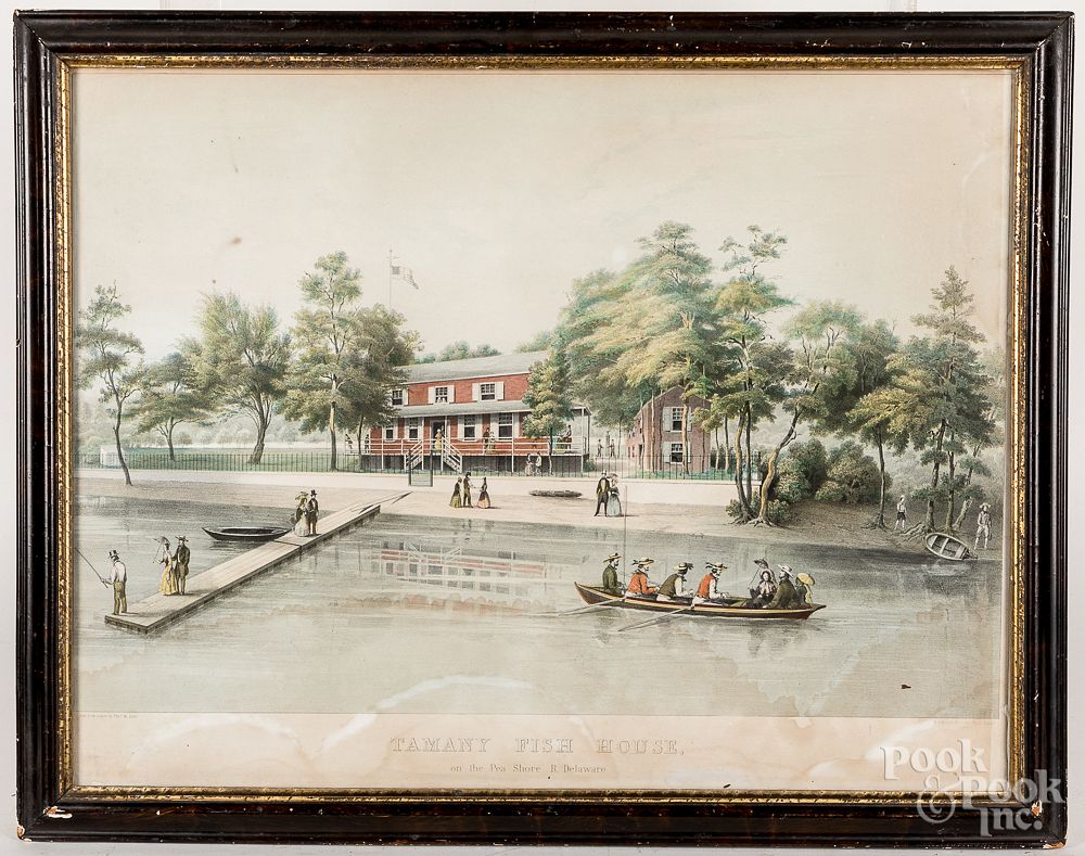 Appraisal: P Duval color lithograph of the Tamany Fish Hous P