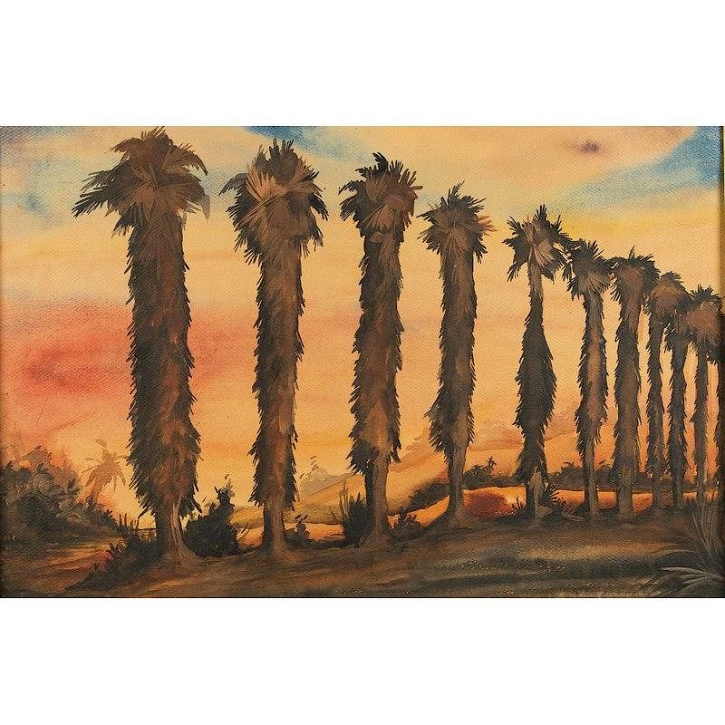 Appraisal: McIlrath Painting Framed watercolor of row of palm trees Signed