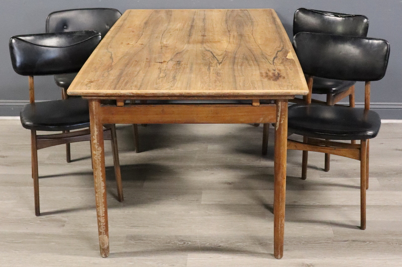 Appraisal: MIDCENTURY DANISH ROSEWOOD TABLE CHAIRS From a Fifth Ave NYC