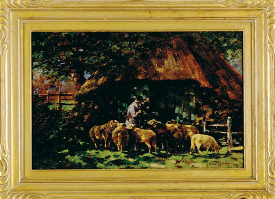 Appraisal: Johannes Wilhelm van der Heide Dutch - SHEEPHERDER oil on