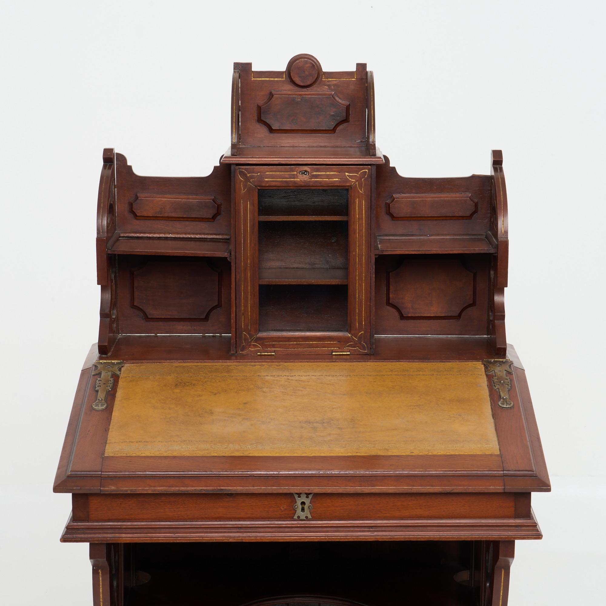 Appraisal: DAVENPORT DESK AESTHETIC GOTHIC STYLINGS CA A good Davenport-type walnut