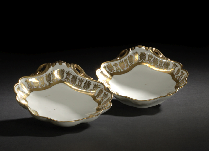 Appraisal: Good Pair of Queen's Factory Paris Porcelain Coquille-Form Serving Bowls