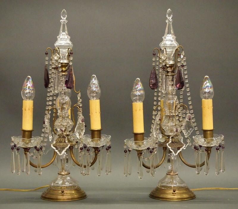 Appraisal: Pr Crystal Girandoles A pair of early th century European