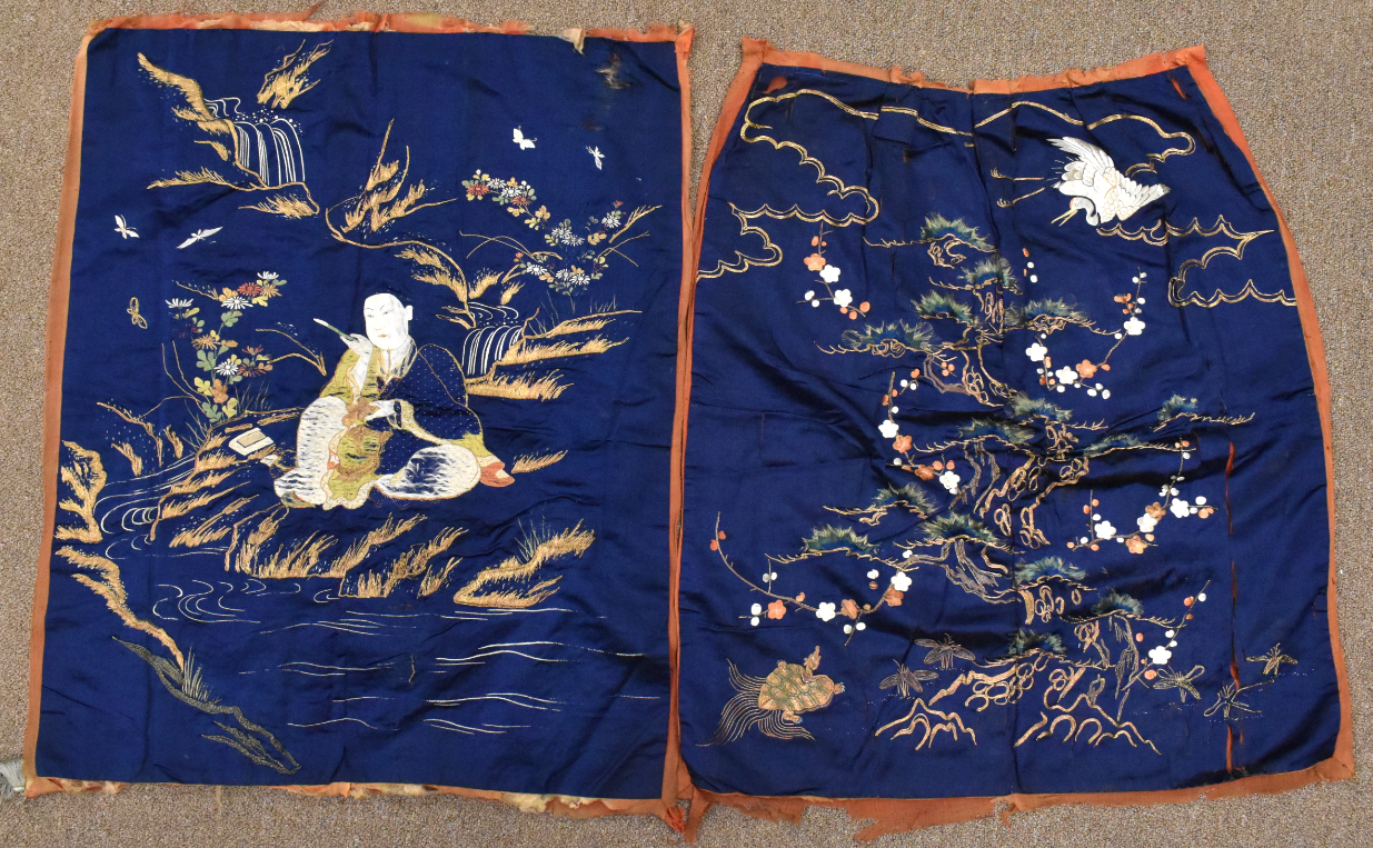 Appraisal: Two Chinese embroidered silks with figures dating from the Qing