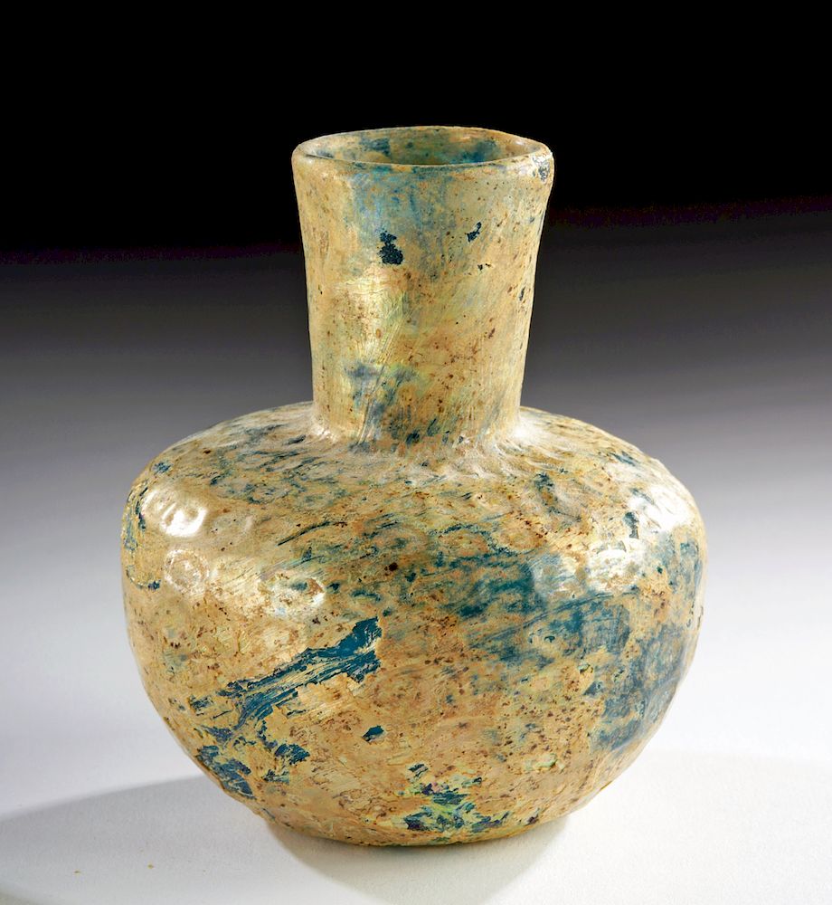 Appraisal: Stunningly Iridescent Islamic Dimpled Glass Bottle Ancient Near East Islamic