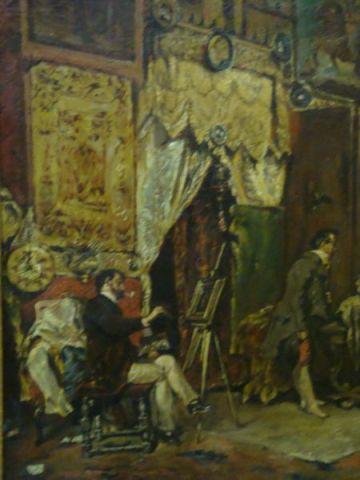 Appraisal: Unknown Oil on Panel Artist in Palace Not obviously signed